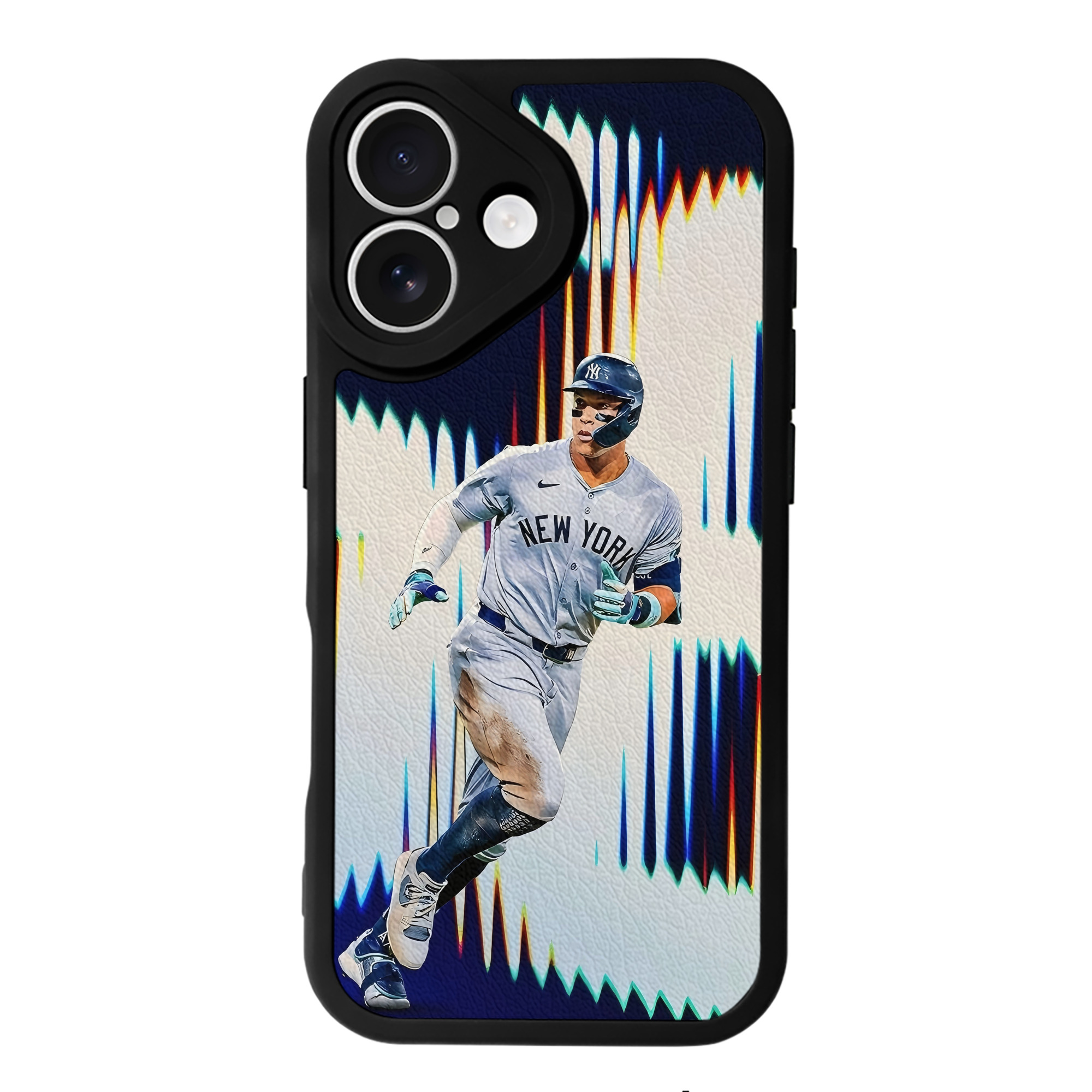 Aaron Judge 56 Home Runs IPhone 16 Silicone Leather Case – UV Print, Lambskin Texture – Perfect Fit, Wireless Charging Compatible, Scratch Resistant, Precise Cutouts – Stylish Protection For IPhone 16